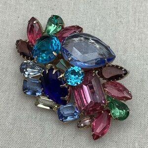 Vintage Juliana Fruit Salad Multicolor Gemstone Brooch